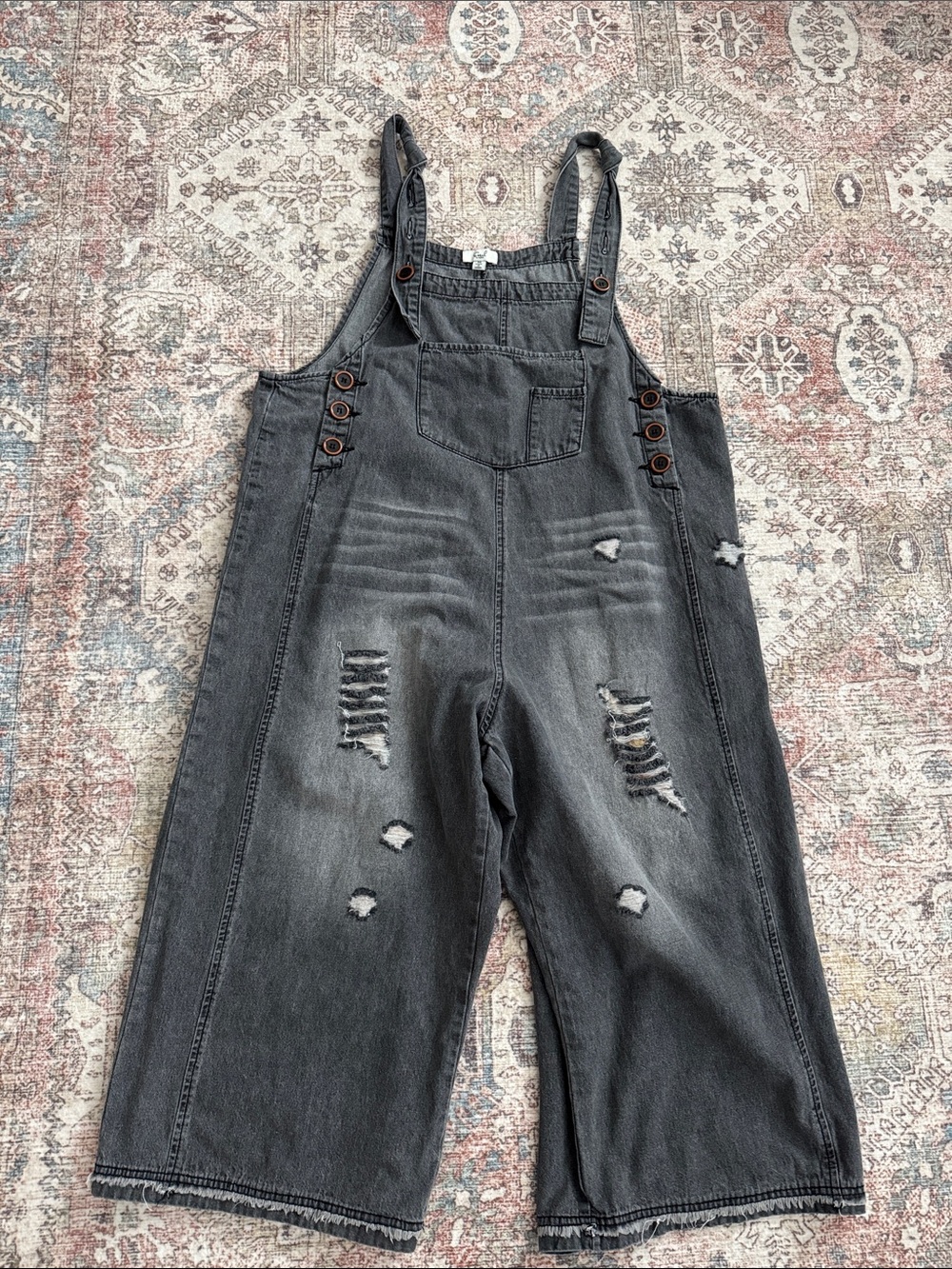 Easel Gray Denim Overalls